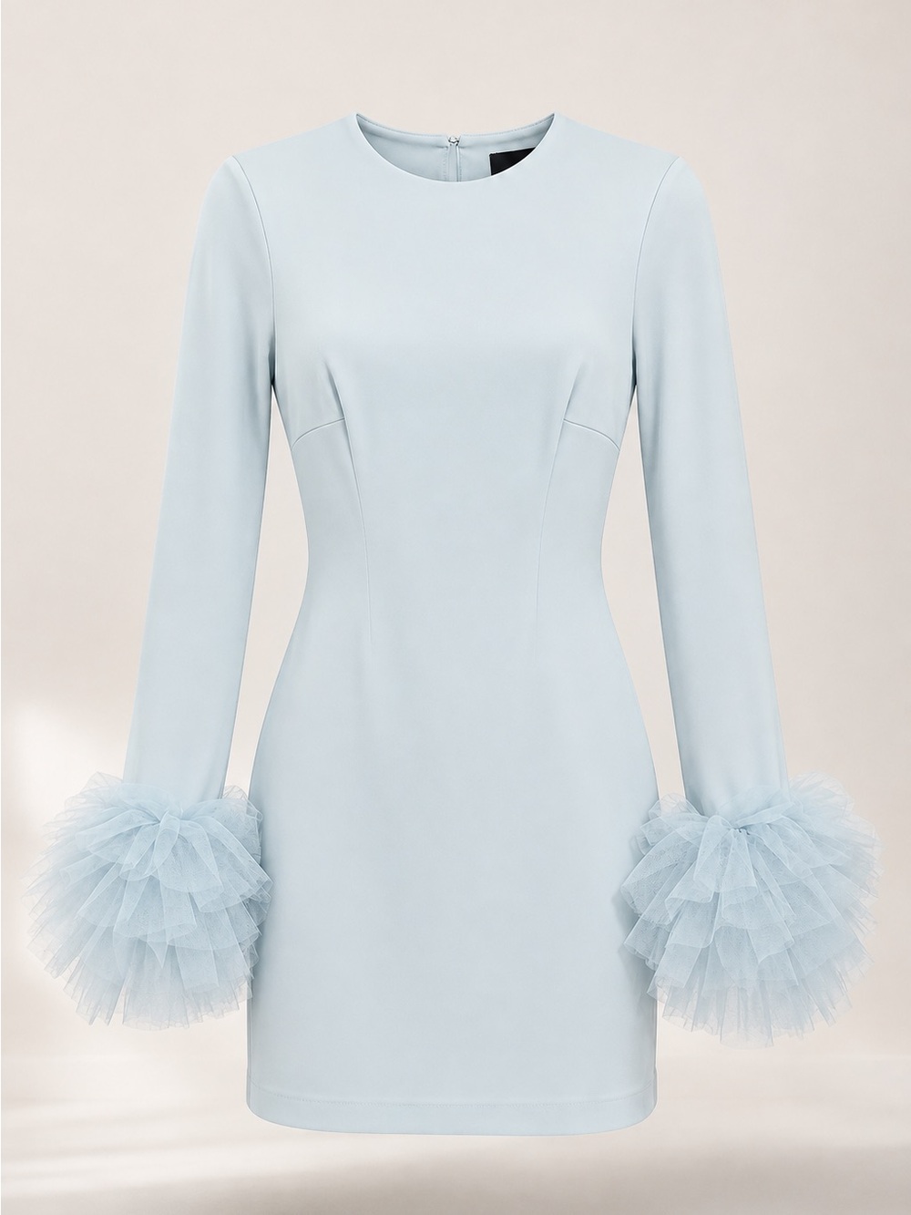 Zara Powder Blue Mini Dress with Tulle Ruffle Cuffs